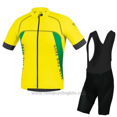 2017 Cycling Jersey Gore Bike Wear Power Alp-x pro Yellow Short Sleeve and Bib Short [BQXE-2035]